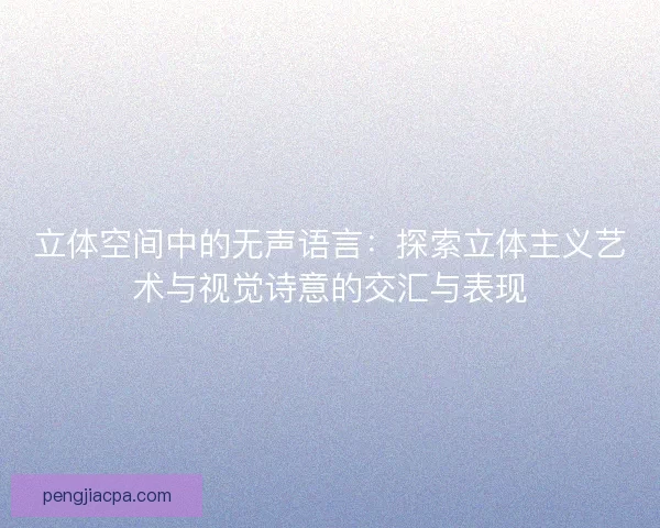立体空间中的无声语言：探索立体主义艺术与视觉诗意的交汇与表现